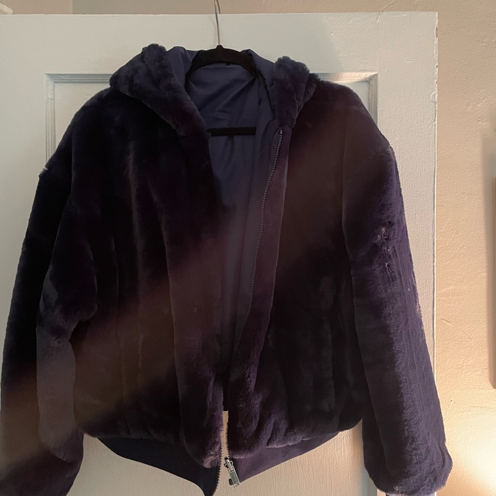 Velour hooded bomber jacket
